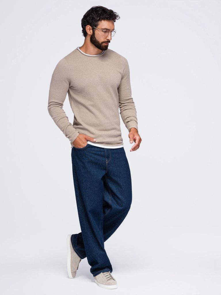 OMBRE Pullover Baumwolle V-1 Regular Fit OM-SWSW-0103 brown Produktbild 