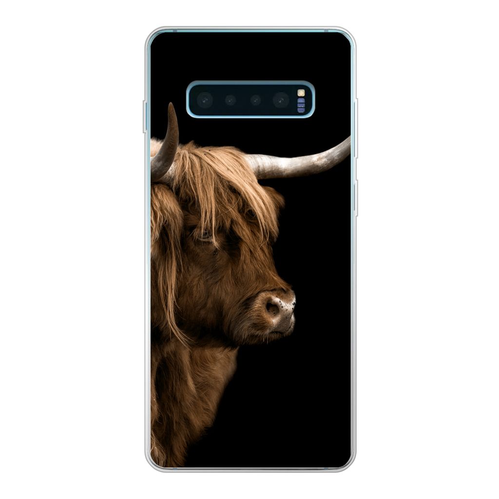 MuchoWow Handyhülle Schutzhülle Hülle für Samsung Galaxy S10 Lite Schottischer Highlander - Kuh - Schwarz Silikon Softcase Handy Hülle - Schutz