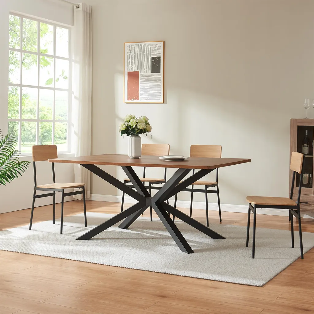 Piètement de table rectangulaire en acier noir 120 cm style industriel