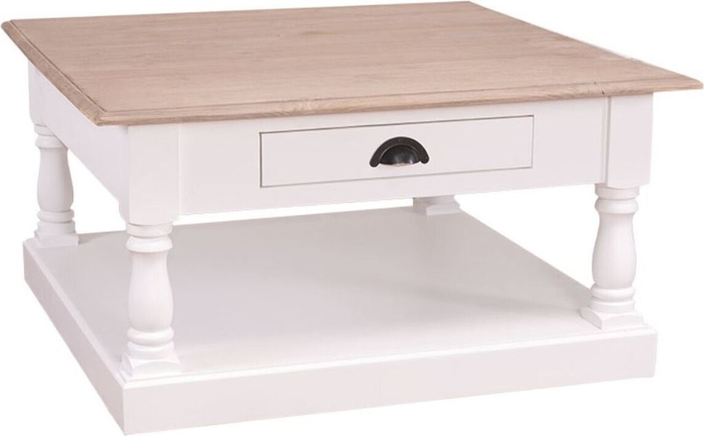 Casa Padrino Landhausstil Couchtisch mit Schublade 90 x 90 x H. 47 cm - Landhausstil Möbel