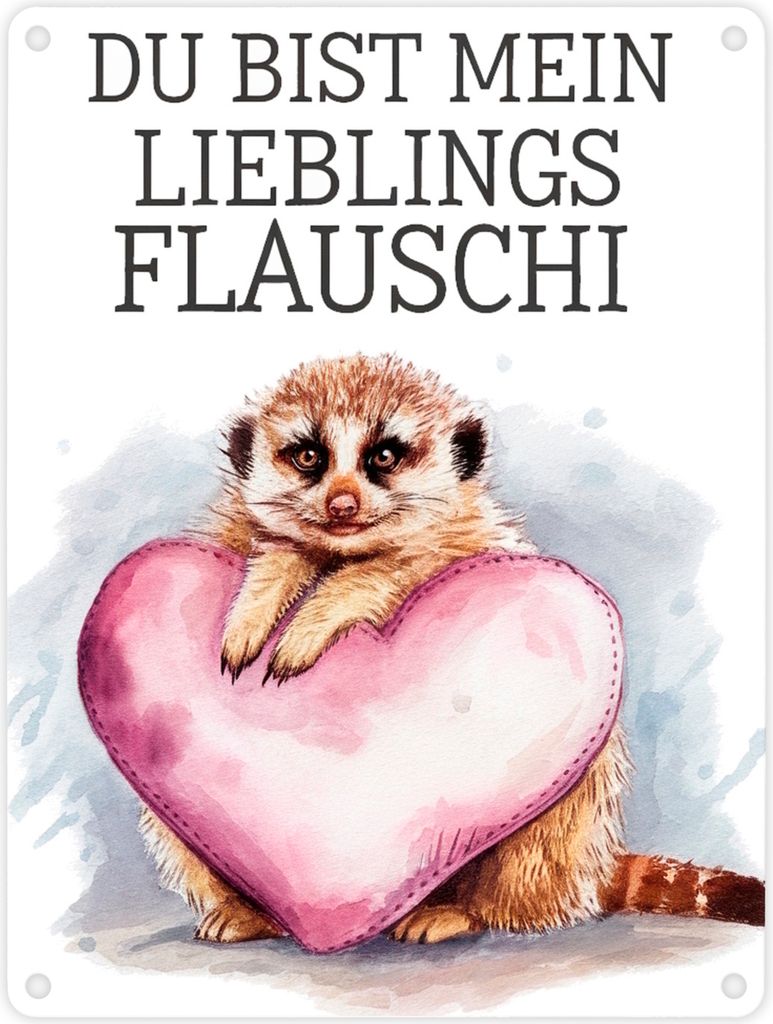 Erdmännchen Lieblings Flauschi Metallschild in 15x20 cm