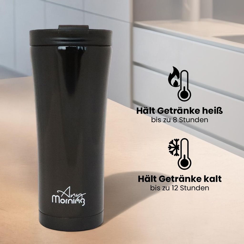 Any Morning Reisebecher, Edelstahl-Kaffeetasse, auslaufsicherer Reisebecher, verschüttungssicherer Reisebecher für heiße und kalte Getränke, 15...