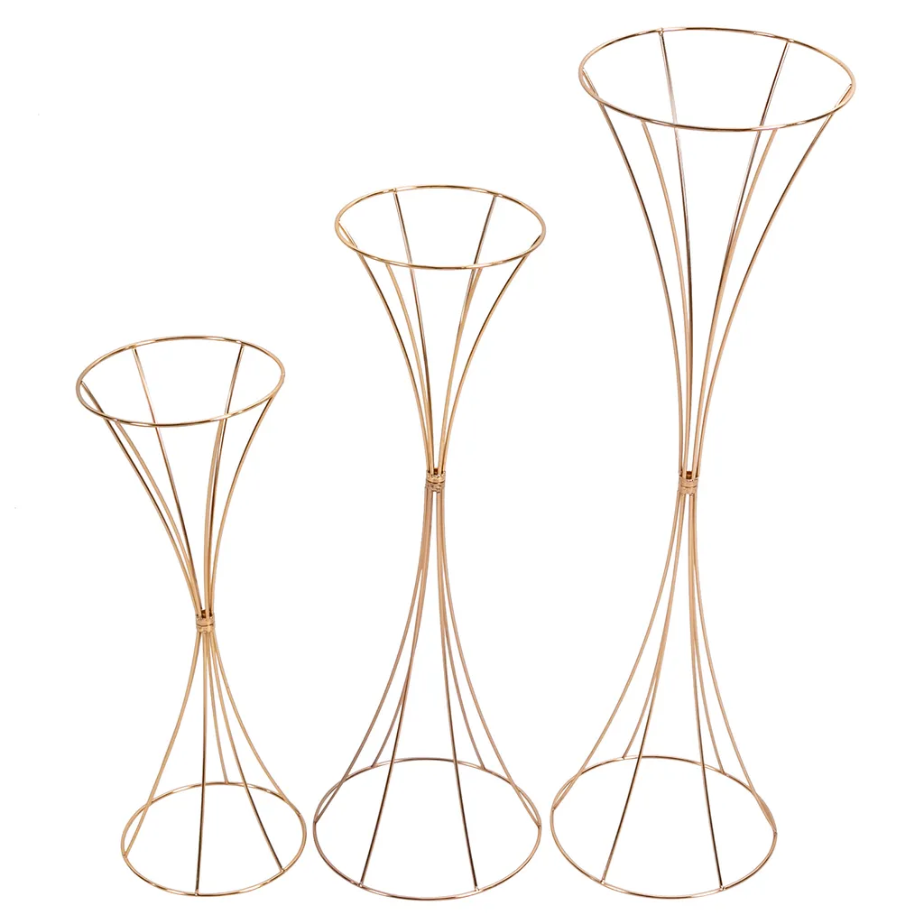 Décoration de mariage : Présentoir à fleurs or pour centre de table chic - 9