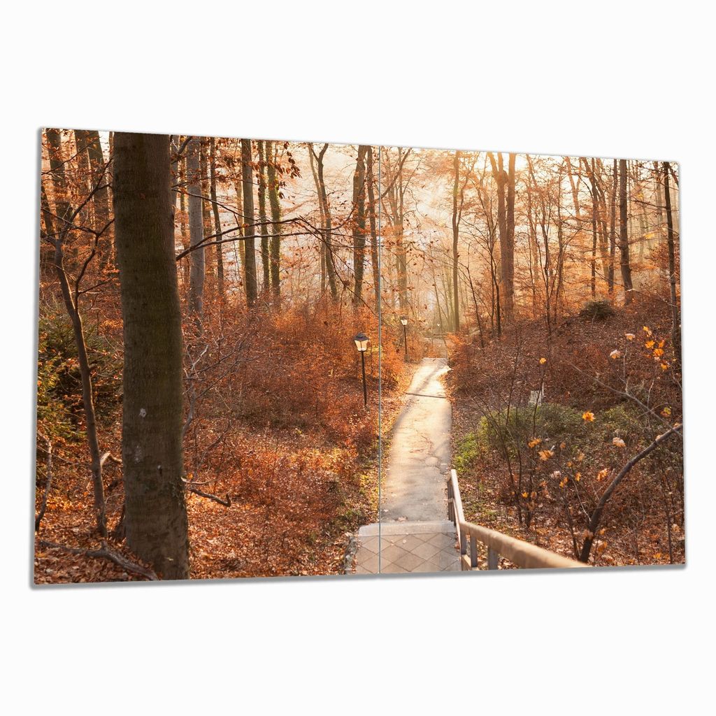 Wallario Herdabdeckplatte aus Glas, Größe 80 x 52 cm 2-teilig, Motiv Weg in den Sonnenuntergang