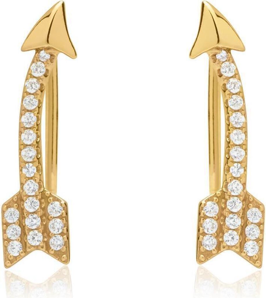Goldene Ohrringe Pfeile Zirkonia 925er Silber SE0766