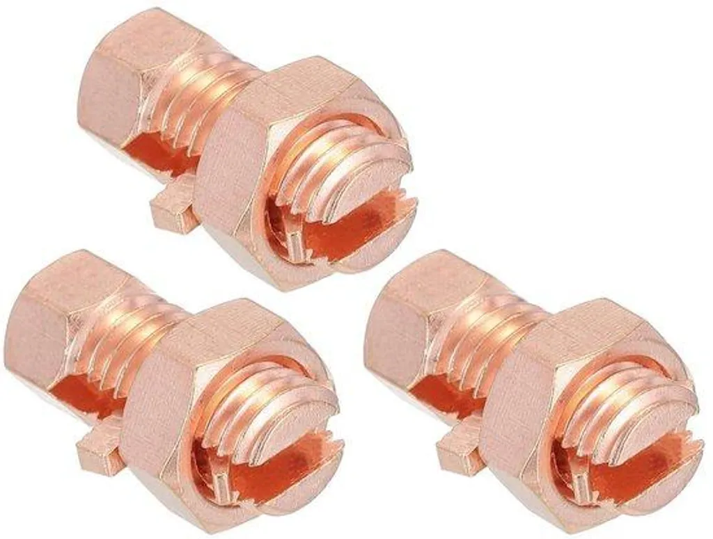 Raccord à boulon fendu pour mise à la terre en cuivre pur, lot de 3