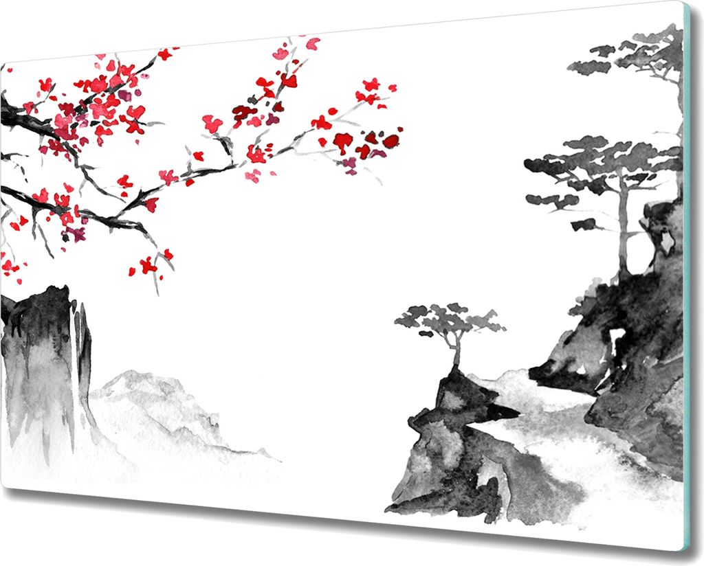 Coloray Kochplattenabdeckung Herdabdeckplatte 80x52 cm Hackbrett Schneidebrett Küchenbrett - asiatische Kirsche