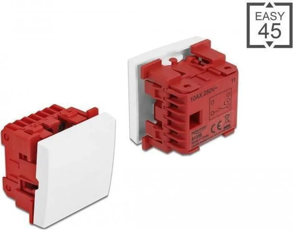 DELOCK Easy 45 Interrupteur à bascule 45x45mm blanc pur - Réf 81334