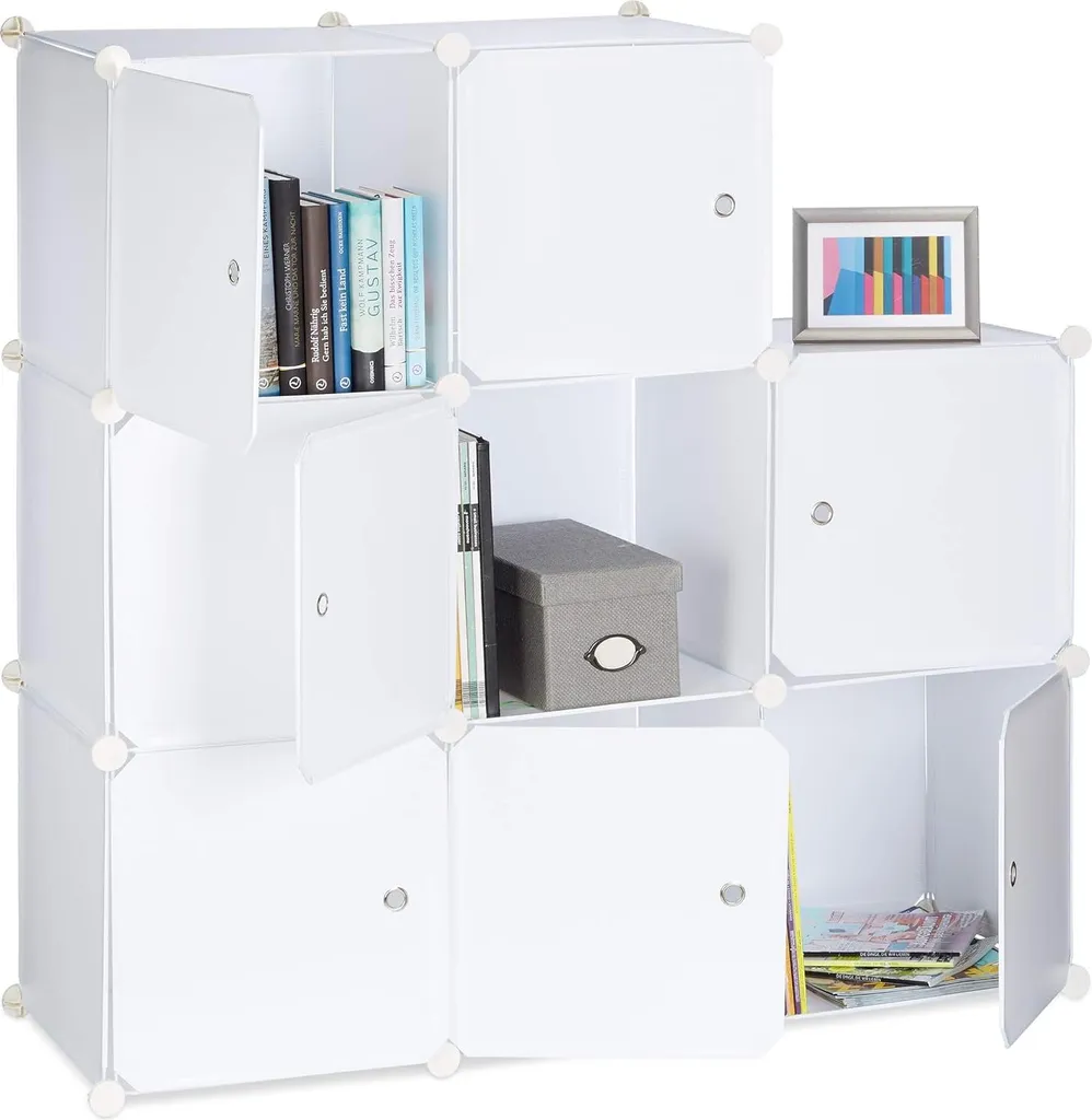 Meuble cube modulable blanc 9 casiers fermés en plastique résistant - 2