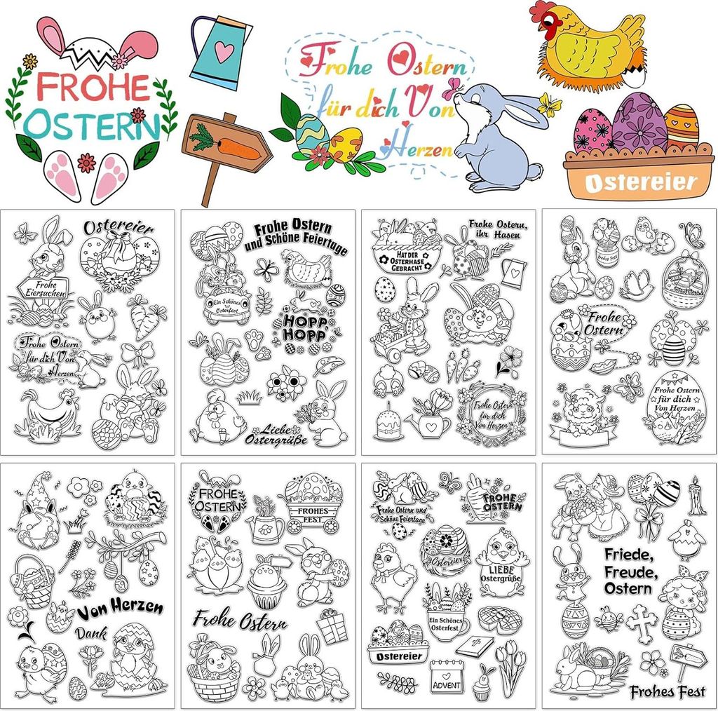 Osterstempel-Set 105 Stück Silikonstempel für Scrapbooking