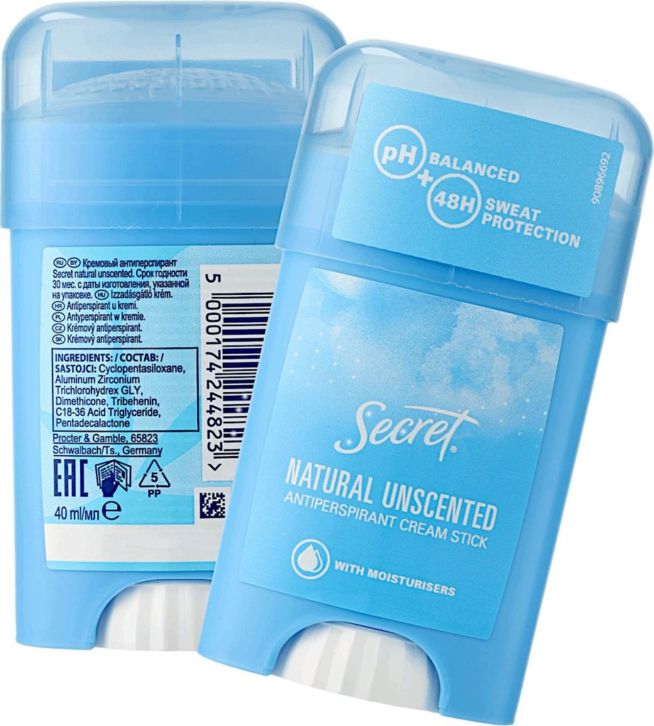 Krémový antiperspirant v tyčince Secret Natural Unscented Obrázek produktu 