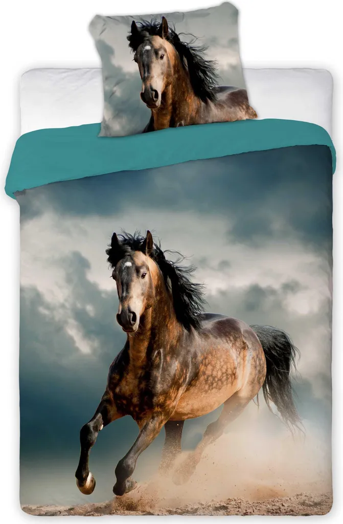 Linge de lit en coton 160x200 Cheval au galop 05 8286 Faro pour adulte