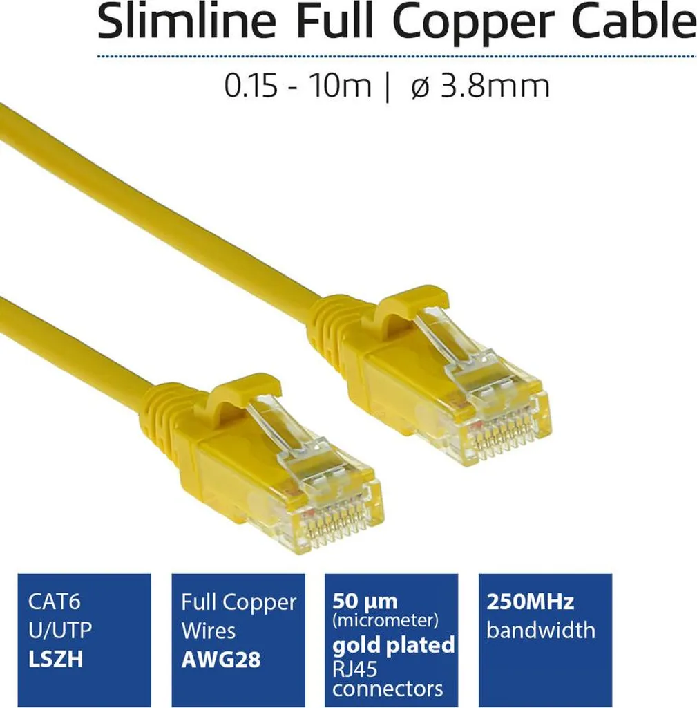 Câble Patch CAT6 Slimline LSZH Jaune 5m : Ultra Flexible et Sécurisé