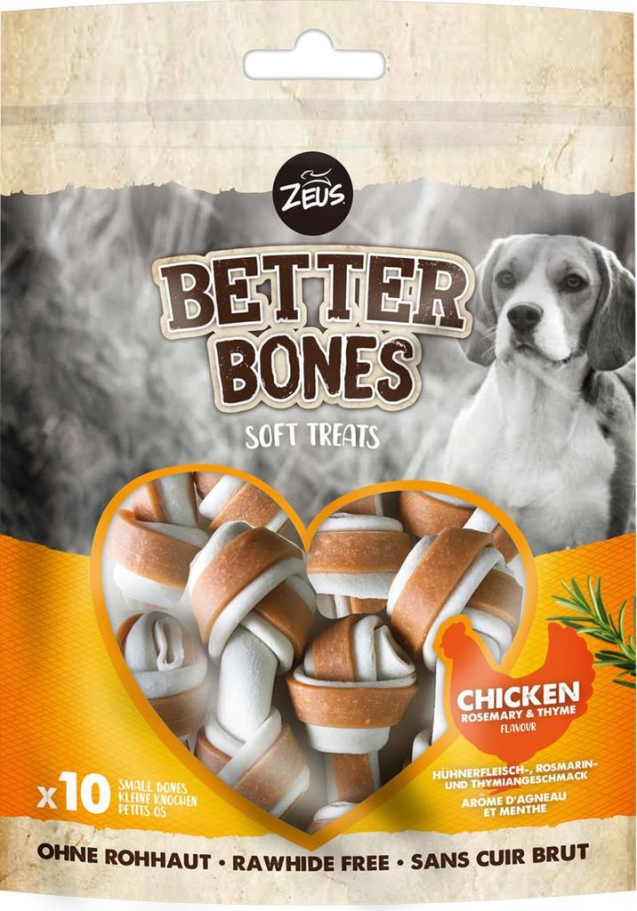 Zeus BetterBones Kauknochen für Hunde, Hühnerfleisch-Rosmarin-Thymian, 219g