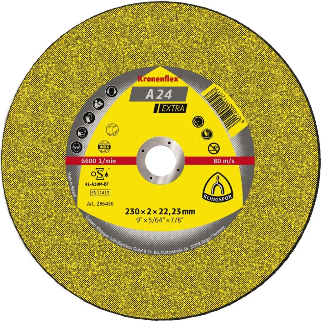 Disco Abrasivo Klingspor A24EX 230mm x 2mm | Efficienza Industriale