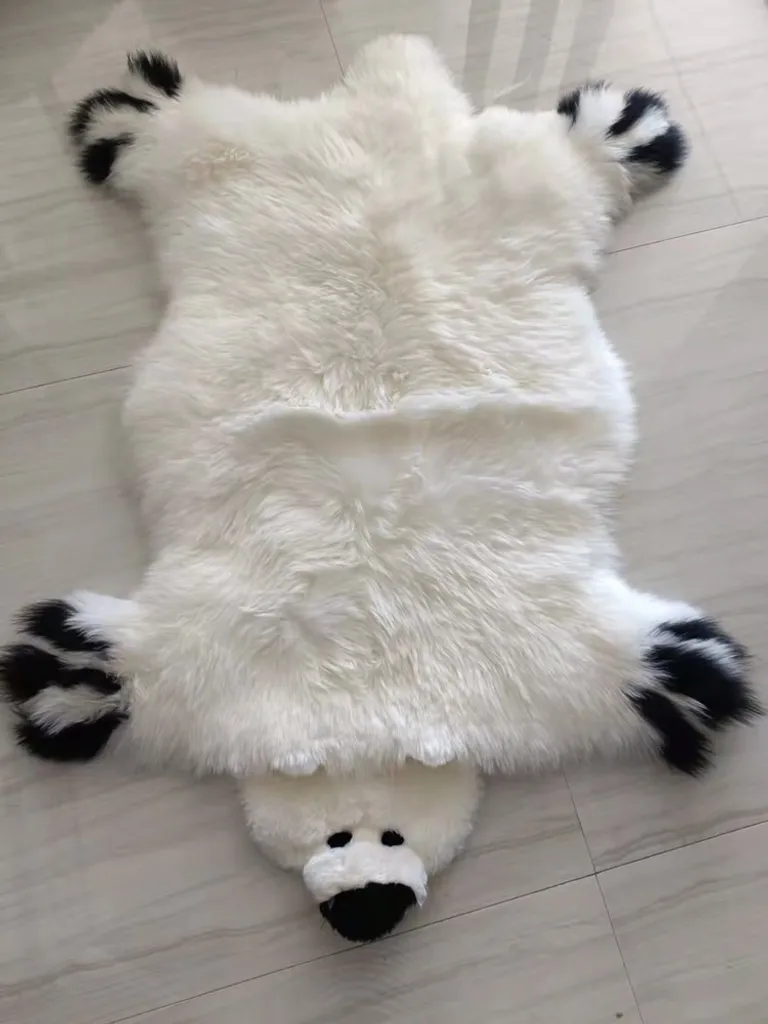 Tapis Peau de Mouton Véritable Ours Polaire 75x140cm Fine Asianliving