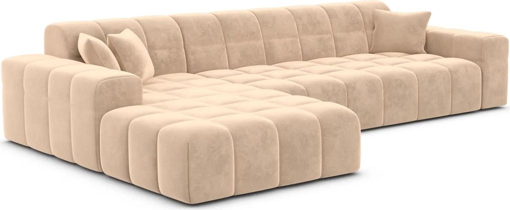 Samtstoff L-Form Sofa Nivara Beige Links
