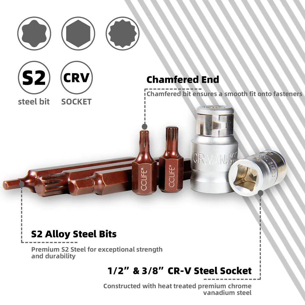 Solution Vissage Difficile : Coffret CCLIFE 40 Embouts XZN Torx Acier S2
