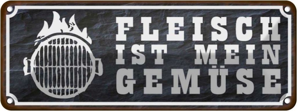 vianmo Blechschild 10x27 cm Grill Fleisch ist mein Gemüse Essen Trinken