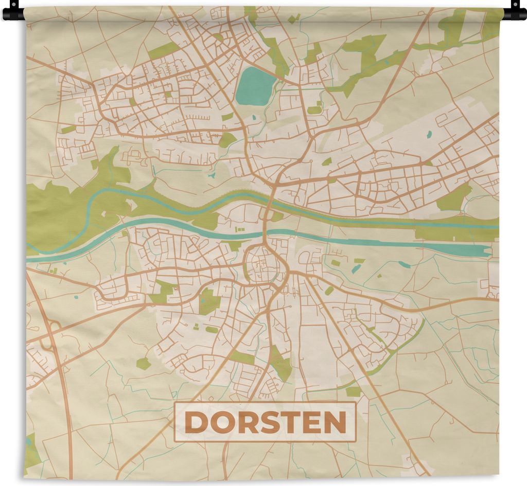 MuchoWow Wandteppich Wandbehang Dorsten - Karte - Stadtplan - Vintage 120x120 cm Tapisserie Dekoration Wandtuch - Modern - Baumwollgewebe