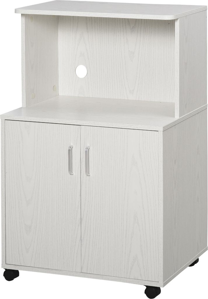 HOMCOM Zusatz-Sideboard für Mikrowelle, Küchenunterschrank mit 2-türigem Schrank und verstellbarem Regal mit Rollen, Tragkraft 70 kg, 60,4 x 40,...