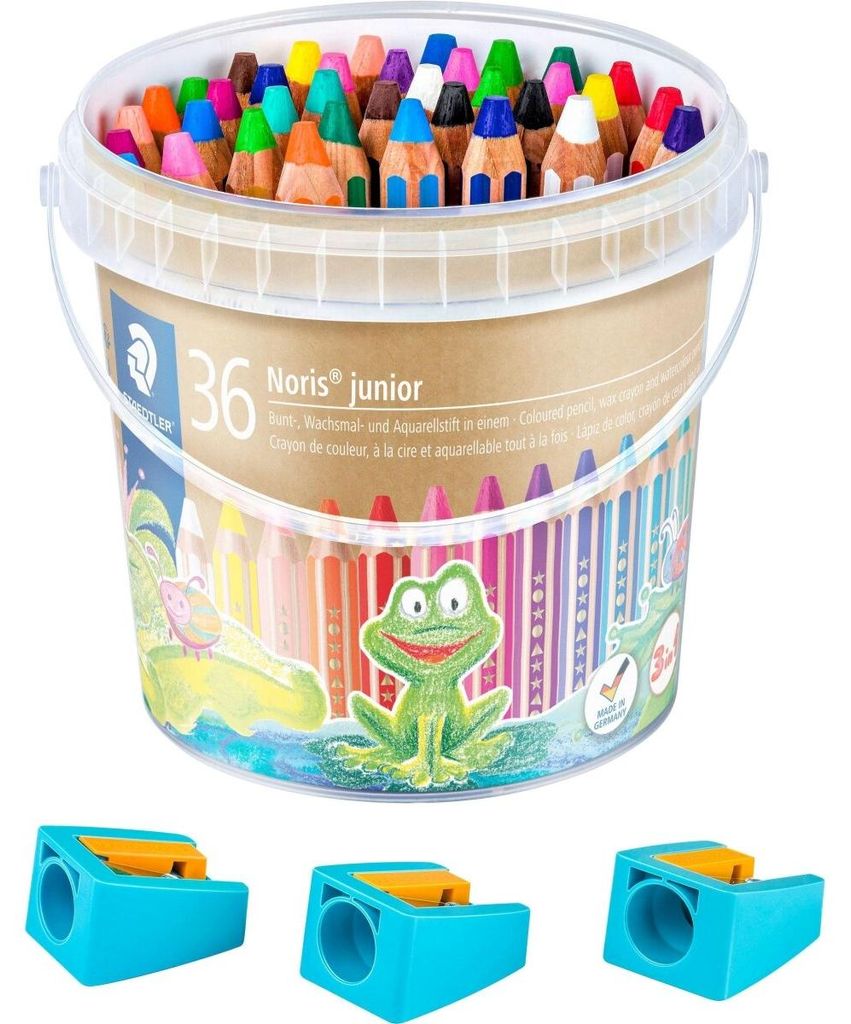 STAEDTLER Noris junior 140 3 in 1 Kindermalstift Eimer mit Produktbild 
