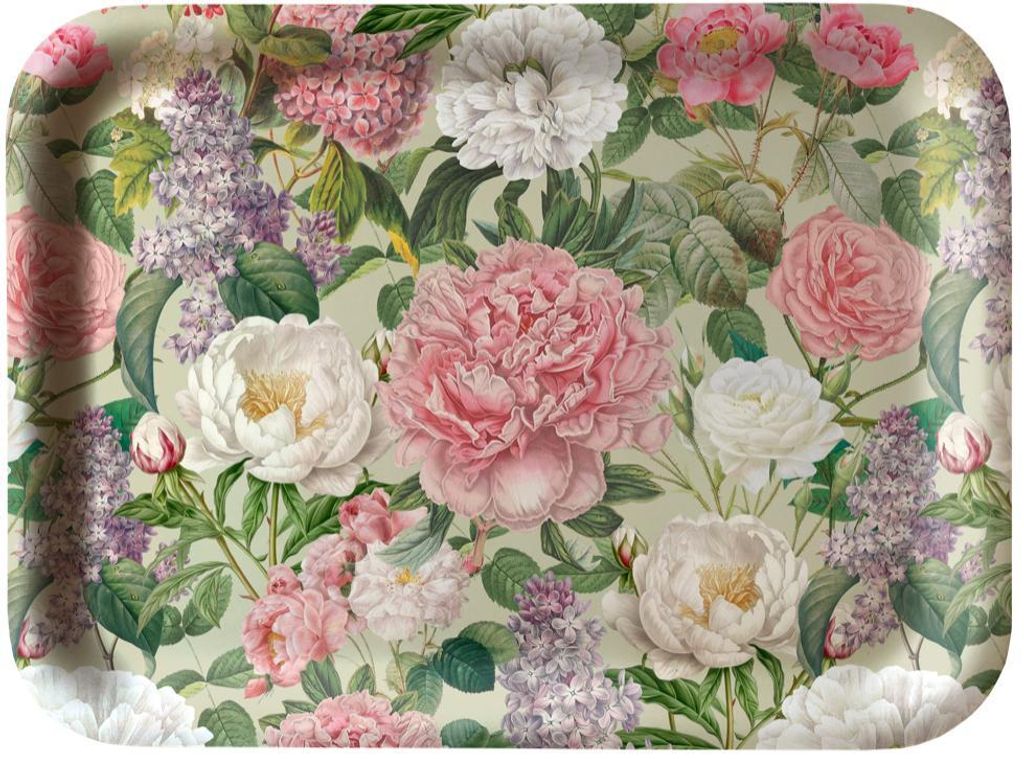 Plateau en bois « Pivoines et roses » Image du produit 