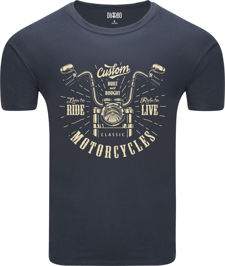 Diarbo Herren T-Shirt mit Motorliebhaber Druck Custom-Motorräder Dunkelgrau Gr.S