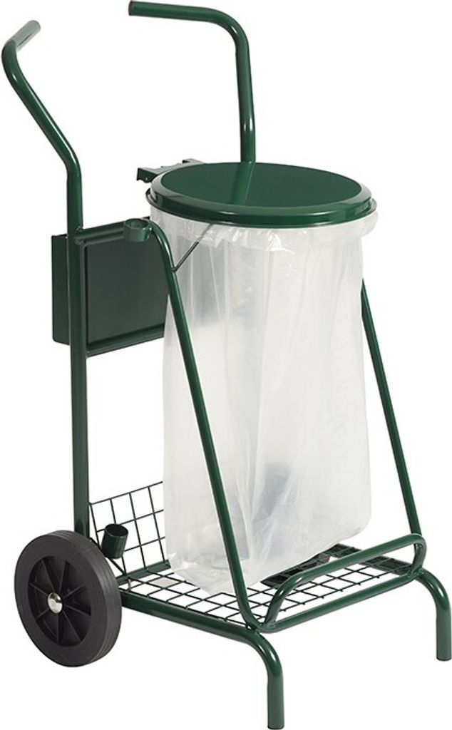 Rossignol mobiler Müllsammler 110L aus pulverbeschichtetem Stahl mit Gummiräder