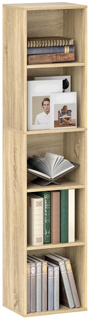Meuble de bibliothèque 133cm avec tablettes ajustables et finition bois clair
