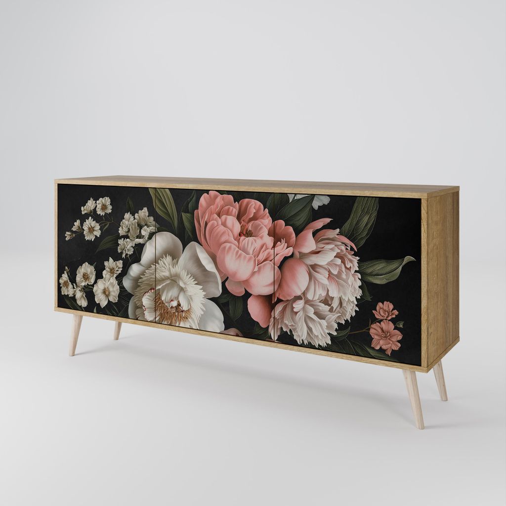 Spacerebels Kommode mit 3 Türen - Sideboard Komodenschrank - Highboard - Kleiderschrank Möbel - Wohnzimmer Schlafzimmer - 57,5×111×42 (HxBxT)