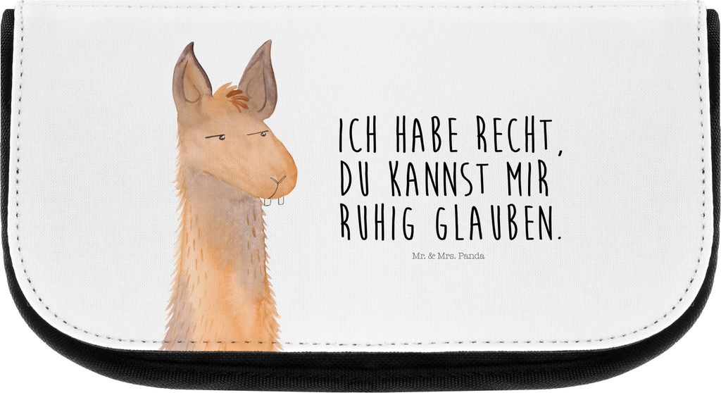 Mr. & Mrs. Panda Organizer Lamakopf Genervt - Weiß - Geschenk, Waschtasche, Recht haben, kosmetiktasche klein, Azubi, Freundin, Lama, kulturtäsch...