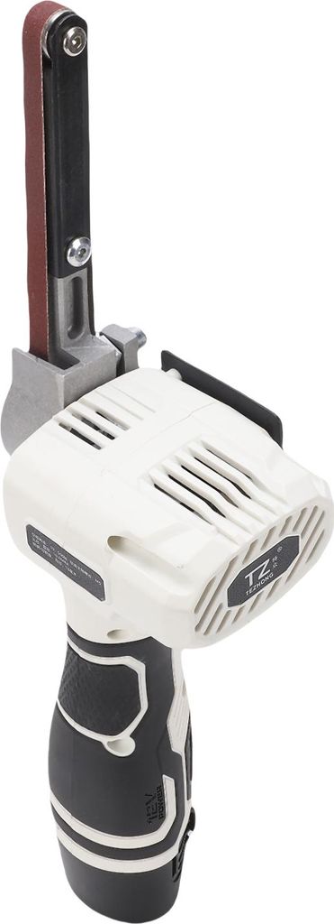 Akku-Bandschleifer, elektrischer Handbandschleifer zum Entfernen von Rost, Polieren und Entgraten, mit 20 Schleifbändern und 2 Akkus, tragbarer Sc...