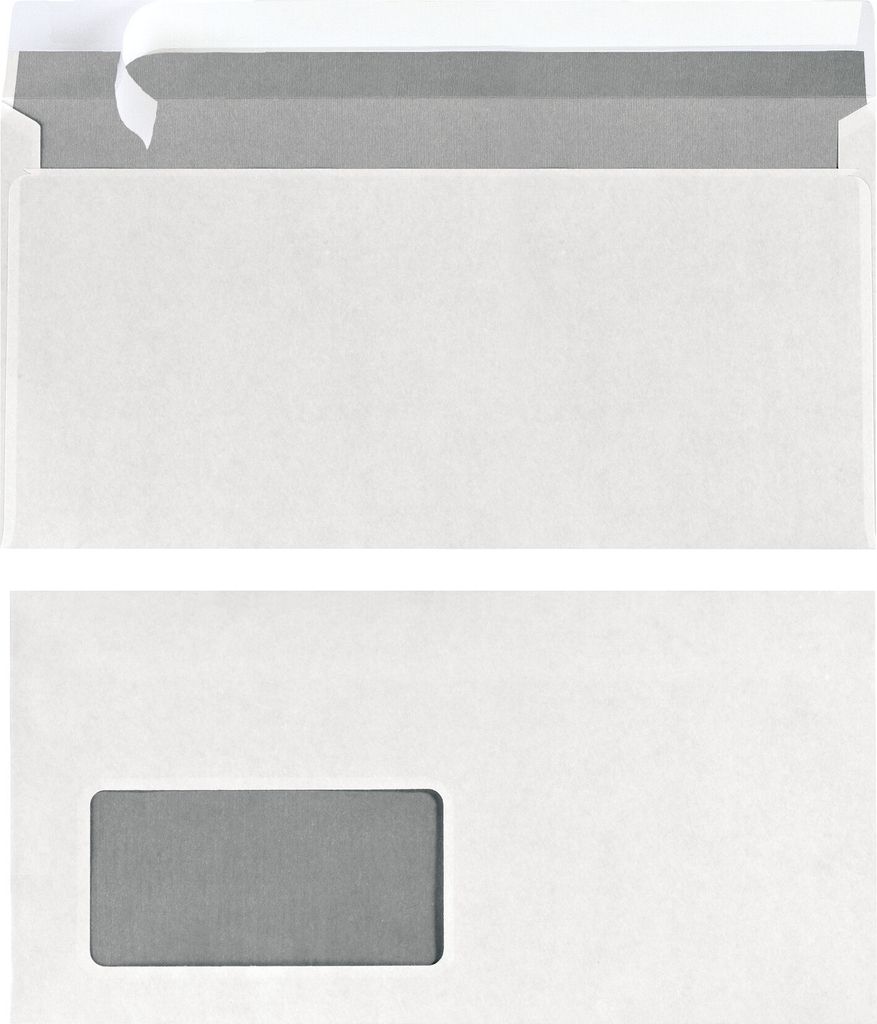 Herlitz Briefumschläge DIN lang haftklebend weiß mit Fenster (200 Stück)