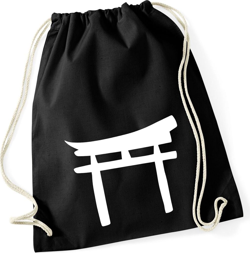 Huuraa Turnbeutel Torii Shintoismus 12 Liter Black Baumwolle Rucksack Geschenkidee