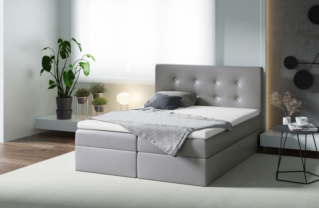 Boxspringbett MENZIE , Pocket Matraze Topper , 180 x 200 cm Produktbild 