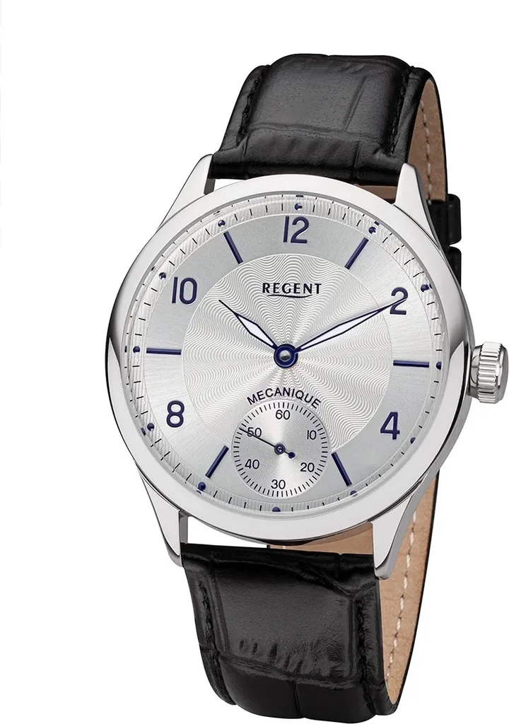 Regent GM-2118 montre analogique noire bracelet cuir souple pour homme
