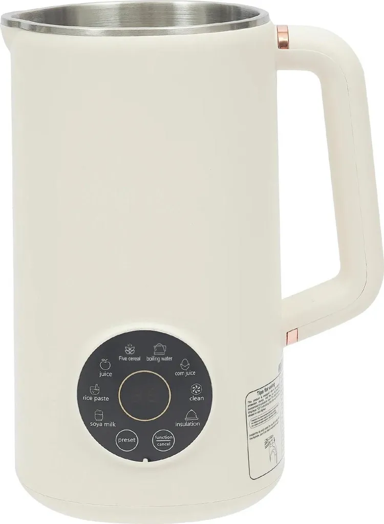 Sojadrinkbereiter - Mixer - Heiß & Kalt - 600 W - 30000 U/min - 10 Edelstahlklingen - Automatischer Tresterauswurf - Touch-LED-Display - Cremeweiß