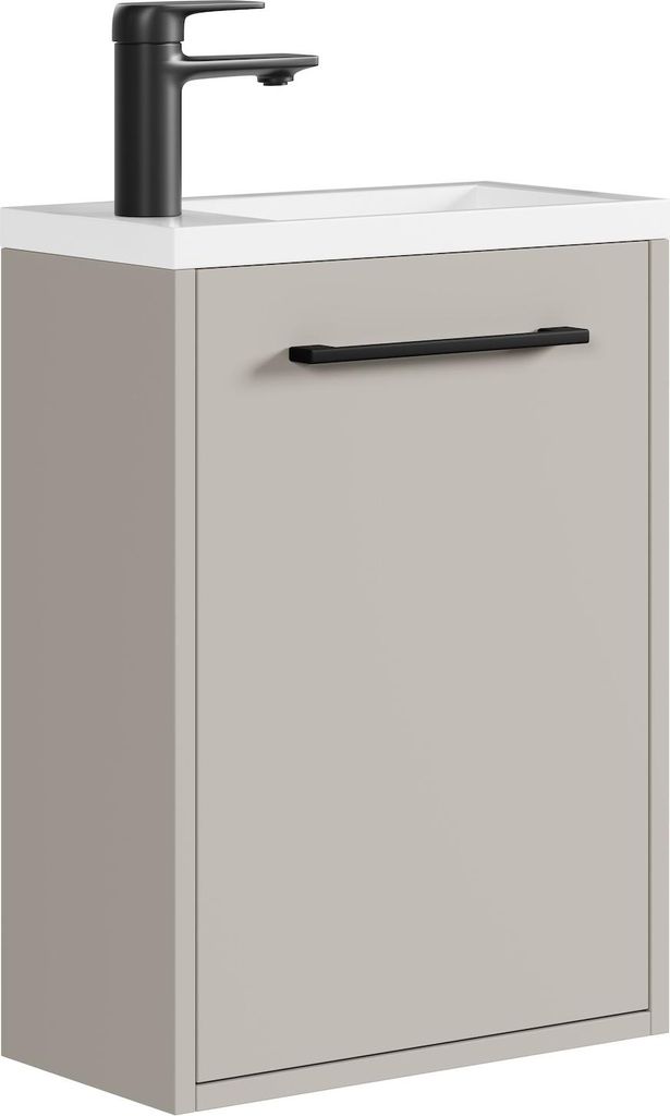 Gäste-WC Waschtisch Set Florence 40 x 22 cm – Cashmere – Waschbeckenunterschrank mit 1 Tür und Soft-Close