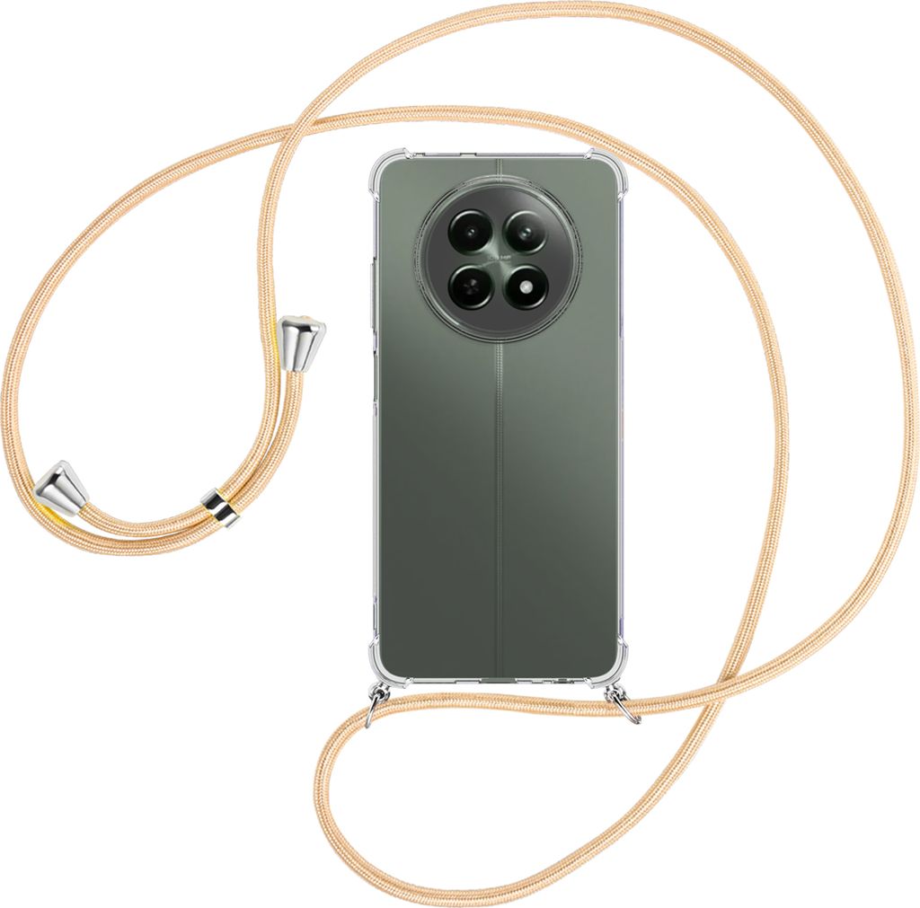 Handykette Backcover-Schutzhülle mit Band (Metall silberfarben) für Realme 12 5G, 12X 5G, 13 5G, Narzo 70X 5G - Goldkordel