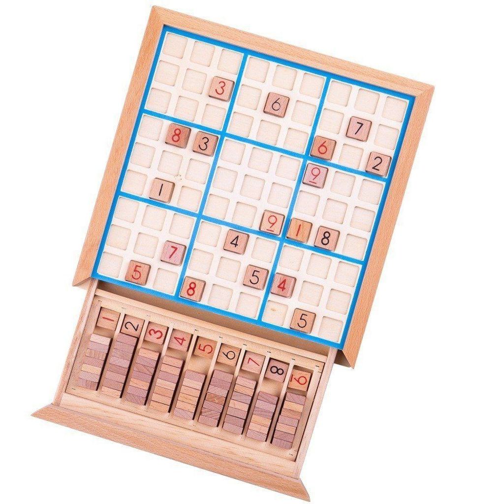 Bigjigs Toys Sudoku Brettspiel aus Holz, ab 5 Jahren, ohne Stift & Papier, 22,5x22,5x3,4 cm