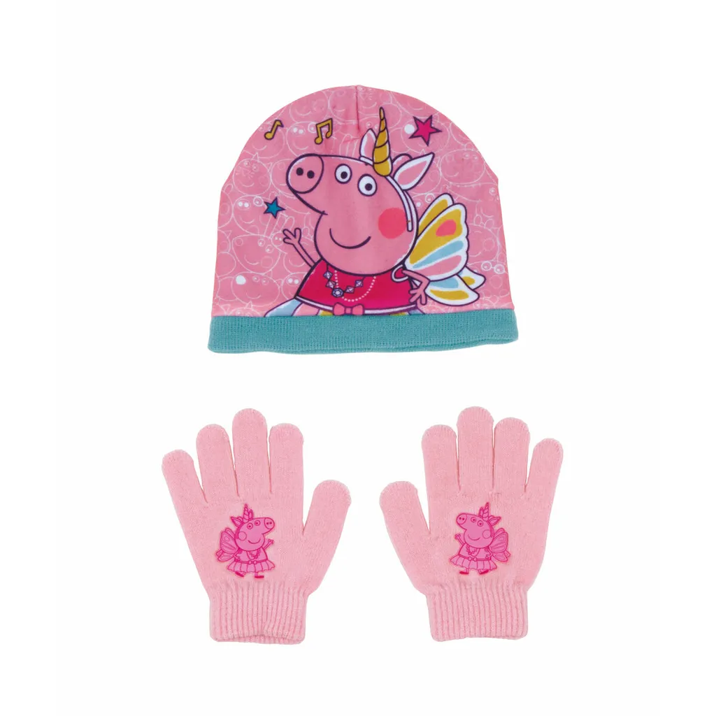 Set Peppa Pig Originale Arditex PP14809: Caldo Cappello e Guanti Bimba