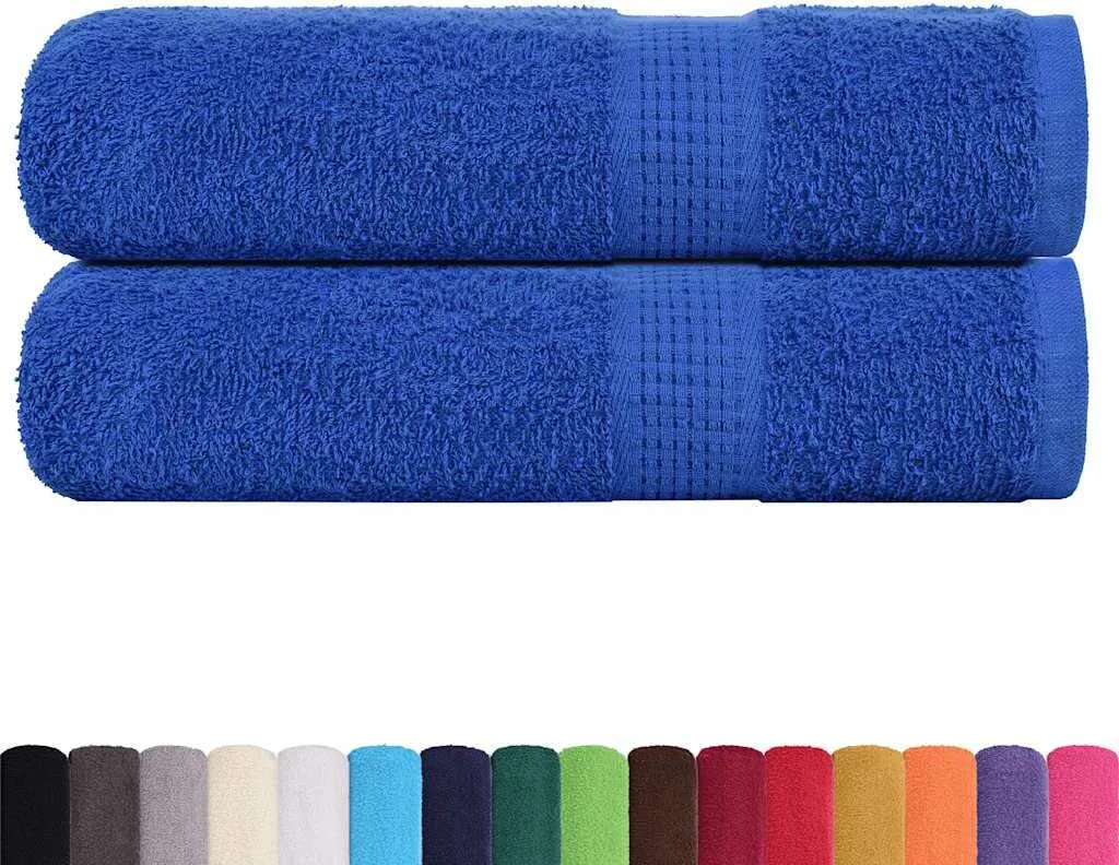 Set 2 Asciugamani ALCLEAR 50x100 Cm - Spugna 500g/m², Colore Jeans Blu, Oeko-Tex 100 - 2