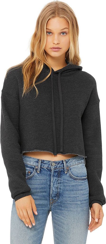 Bella + Canvas Damen Fleece-Kapuzenpullover in Crop-Länge RW7060 (XL) (Dunkelgrau meliert)