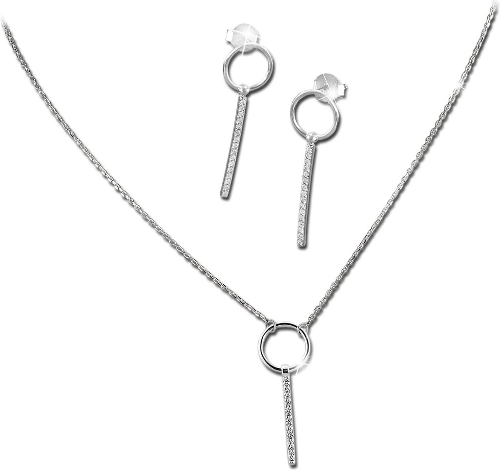 SilberDream Zirkonia Set Kette Anhänger Ohrringe Silber weiß Damen GSS401W