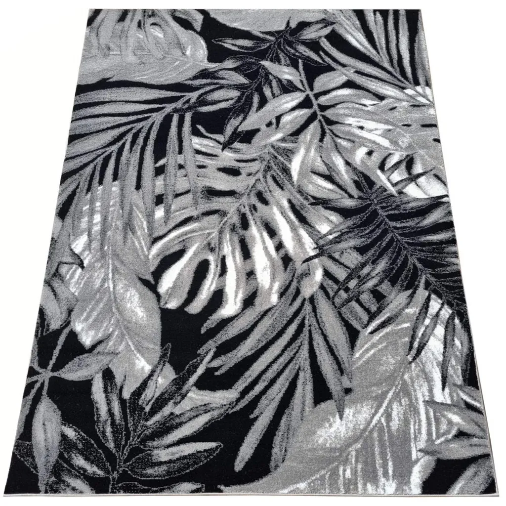 Tapis DEMIAN 140x190 cm : la solution déco pour sol froid en gris noir