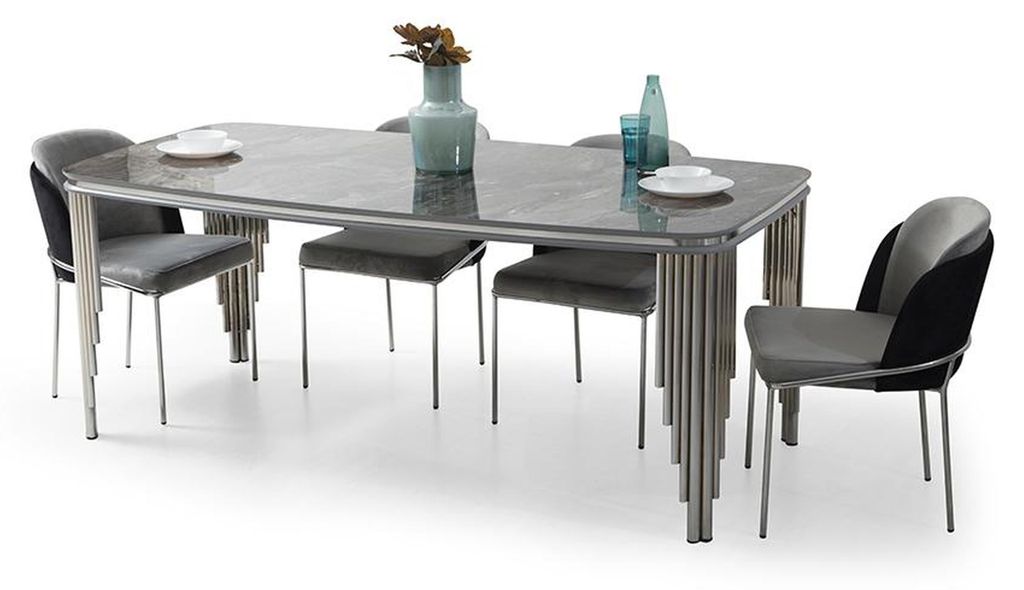 Graues Esszimmer Tisch Luxus Essgruppe Esstisch Stühle Sideboard 6tlg