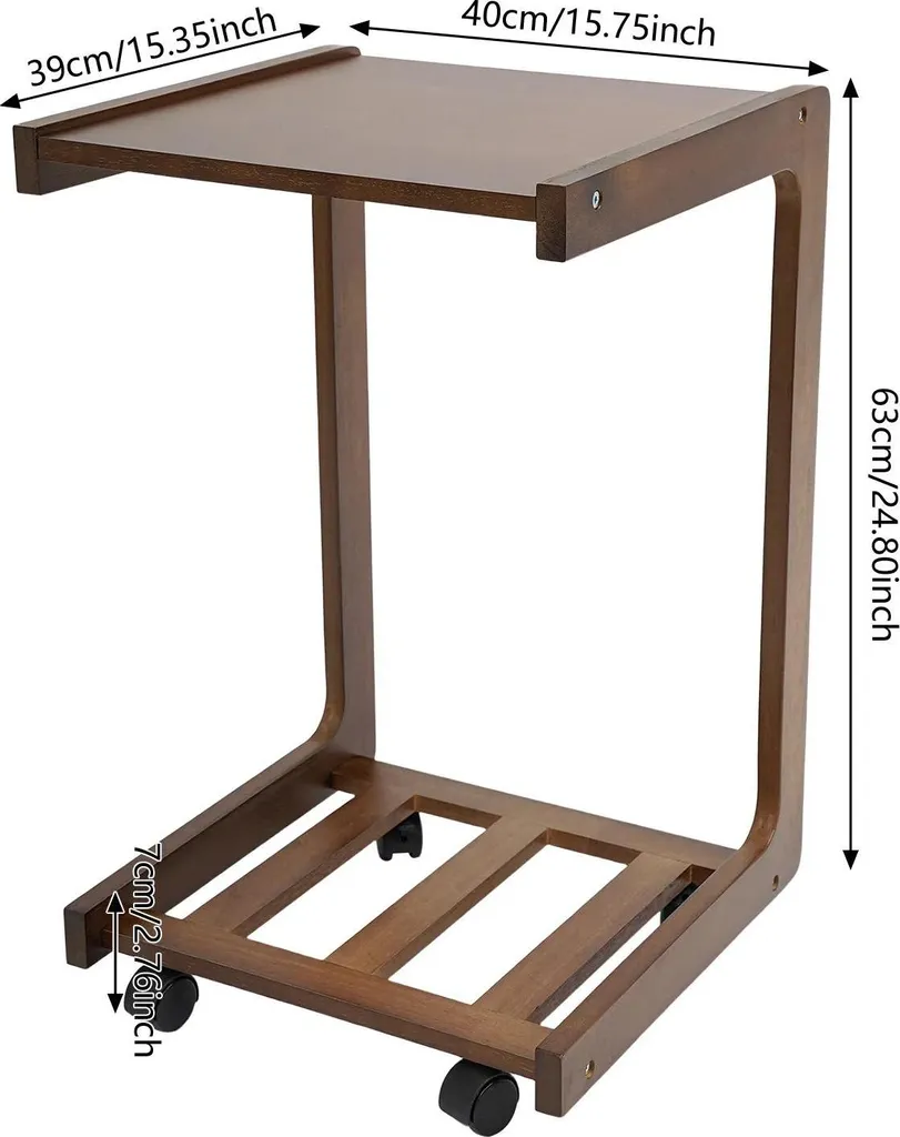 Table d'appoint C facile à déplacer coloris noyer et pied robuste