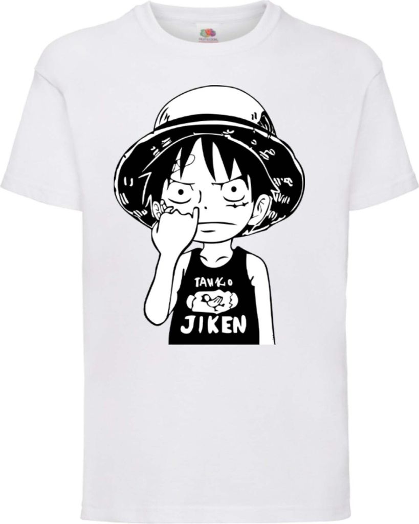 Kinder T-Shirt One Manga Piece Anime 01 Luffy, 12-13 Jahr - 152 / Weiß