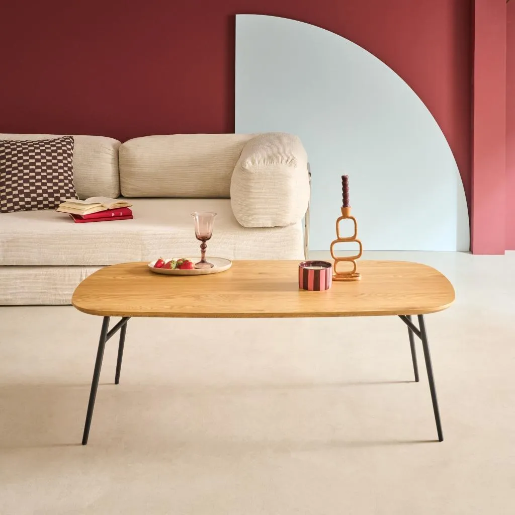 Tavolino Rettangolare Rovere e Metallo Nero - Coffee Table Design - 2